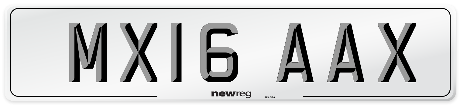 MX16 AAX Number Plate from New Reg